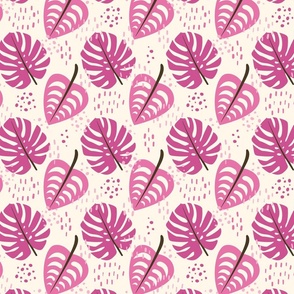 Lush Leaves (Pink and Cream)