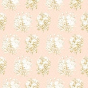 4" Toile Revival French Floral Bouquets in Blush Pink n Gold by Audrey Jeanne