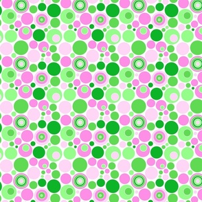 (S) Preppy Bubbles //Pink and Green on White Background