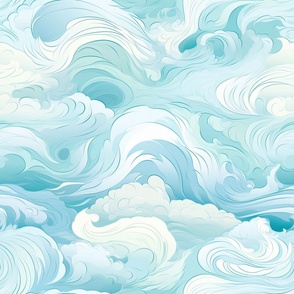 Abstract Pastel Blue Ocean Waves ATL894