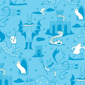 Lair of the White Worm Toile: Blue