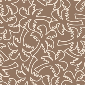 SMALL MODERN HAND DRAWN TROPICAL BEACH PALM TREE LINEAR OUTLINES-COPPER BROWN+OFF WHITE CREAM