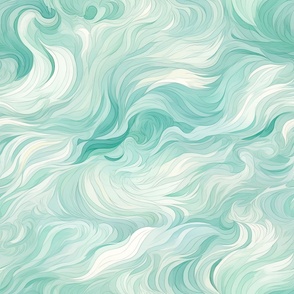 Dreamy Abstract Wispy Teal Waves ATL931
