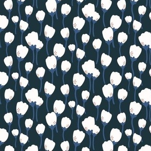 Minimal white flowers Navy [Small]