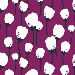 Minimal white flowers Red Violet