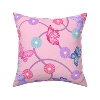 Butterfly Fairy Lights on pink fabric