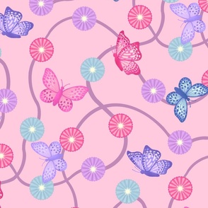 Butterfly Fairy Lights on pink fabric