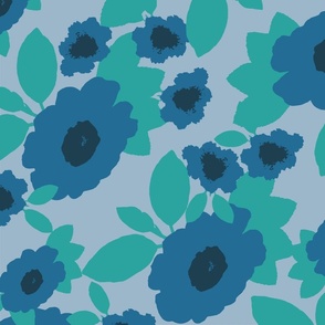 Monochromatic Blue Floral Bedding Duvet cover curtains table linens  v2_10x