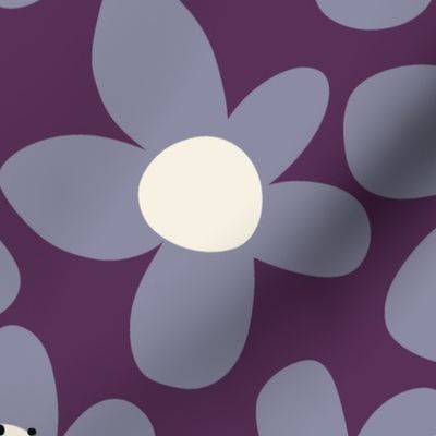 Purple Jumbo Flowers: Retro Abstract Maximalist 70s Groovy Florals Flower Power - Large