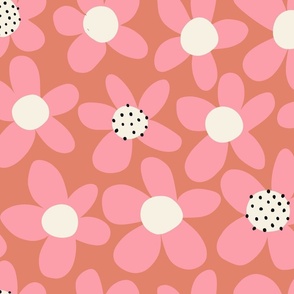 Pink Jumbo Flowers: Retro Abstract Maximalist 70s Groovy Florals Flower Power - Large