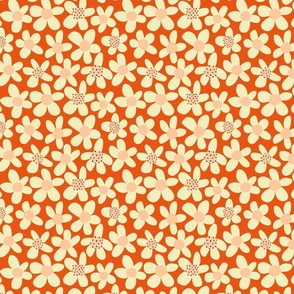 Red Flowers: Retro Abstract Maximalist 70s Groovy Florals Flower Power - Small