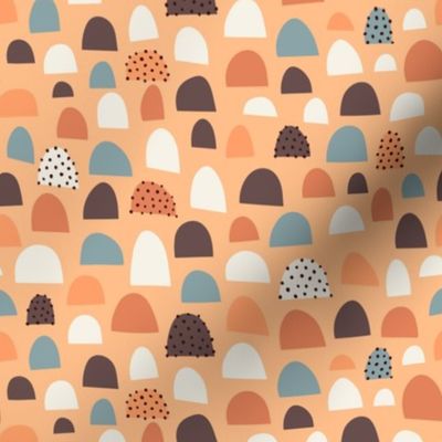 Abstract Arches: V3 Peach Orange Playful Meadow Mod Art Shape Collage Semi Half Circles - Small
