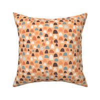 Abstract Arches: V3 Peach Orange Playful Meadow Mod Art Shape Collage Semi Half Circles - Small