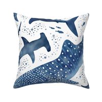 Monochrome blue shark ocean large scale