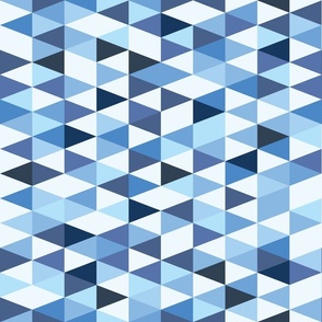 Shades of cold blue modern abstract triangles