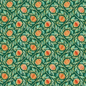 Gilded Floral Tapestry in Coral and Emerald Green - medium