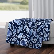 Moody Blue Stylized Floral