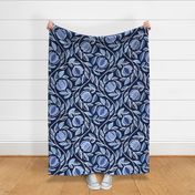 Moody Blue Stylized Floral