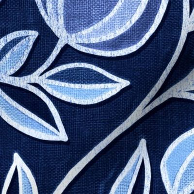 Moody Blue Stylized Floral