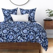 Moody Blue Stylized Floral