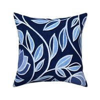 Moody Blue Stylized Floral