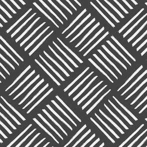 Hand drawn diagonal checkered lines in black and white