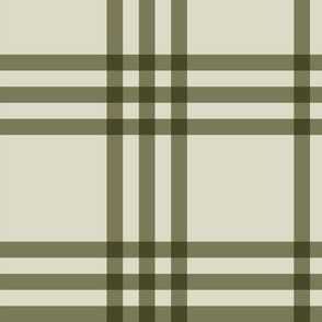 Vintage green plaid on cream - large