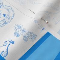 Aqua Blue Toile Oven Mitt Pattern with Ornament Pattern plus Instructions on Piece Pattern Fat Quarter by Kristie Hubler 