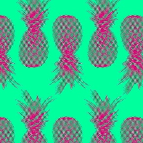 Neon Screenprinted Pineapples (Green and Fuchsia))