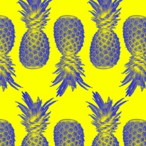 Neon Screenprinted Pineapples (Blue and Yellow)