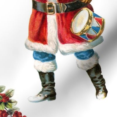 Jumbo  (XL) - Vintage Santa Claus Christmas Fabric - Red green and white - Winter Holiday - Retro Xmas