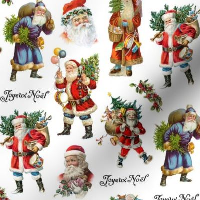 Medium - Vintage Santa Claus Christmas Fabric - Red green and white - Winter Holiday - Retro Xmas kopi