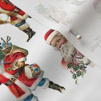 Medium - Vintage Santa Claus Christmas Fabric - Red green and white - Winter Holiday - Retro Xmas kopi