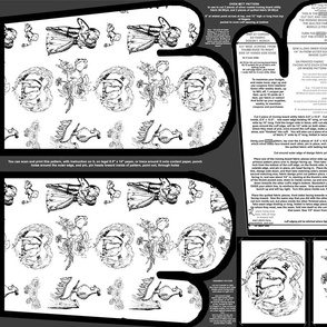 Black Toile Oven Mitt Pattern and Ornament Pattern plus Instruction on Piece Pattern on Fat Quarter by Kristie Hubler