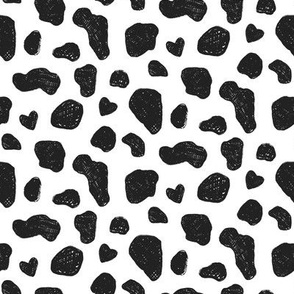 Small, Black and White Cowhide Cow print with Hearts