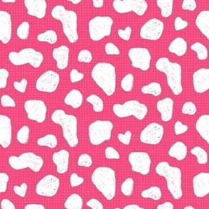 Small, Pink and White Cowhide Cow print with Hearts