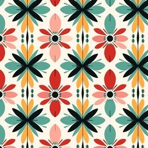 Abstract Retro Flower Pattern