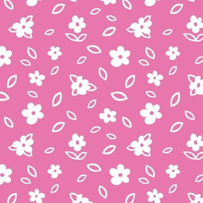 Minimal Floral Pattern 1 - Pretty Pink-White