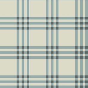 Light blue plaid on cream - 6”