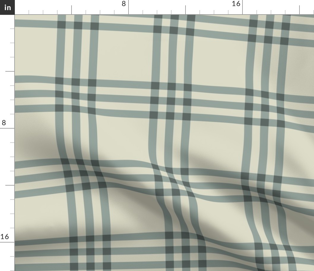 Vintage blue plaid on cream - 6”