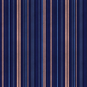 Midnight navy stripes with peach, purple, royal blue