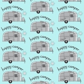 medium happy camper aluminum trailers on blue