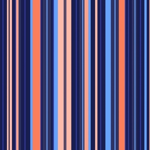 Navy, blues and peach stripes (large scale)