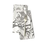 Modern celtic pattern with untamed horses, light silver gray - large scale