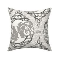 Modern celtic pattern with untamed horses, light silver gray - large scale
