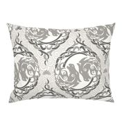 Modern celtic pattern with untamed horses, light silver gray - large scale