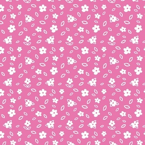 Minimal Floral Pattern 1 - Pretty Pink-White - Small Scale