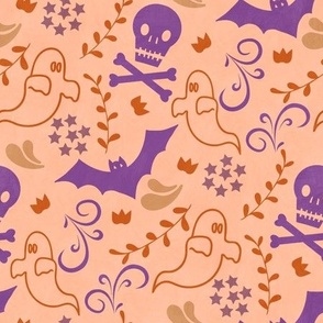 Halloween Night Ghosts // Orange and Purple // 9x9