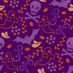 Halloween Night Bats // Purple and Orange // 9x9