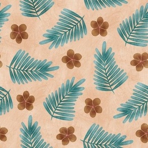 Botanical Twigs and Flowers on Beige Backgrounds // 8x8